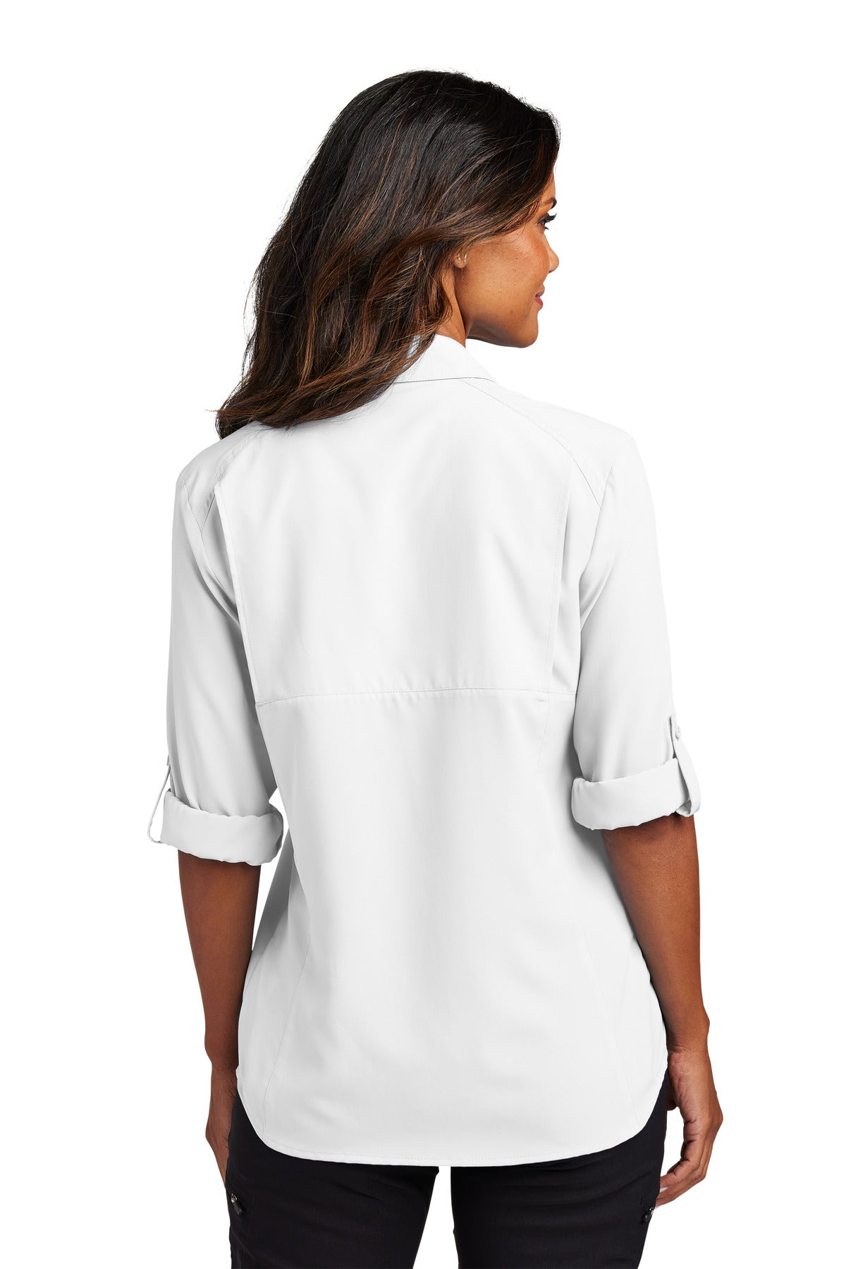 Custom Embroidered Port Authority Women's Long Sleeve UV Daybreak Shirt LW960,White