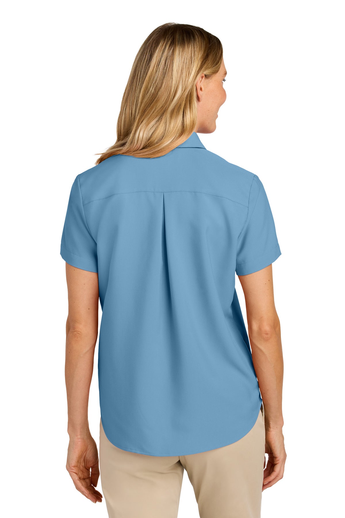 Custom Embroidered Port Authority Women's Short Sleeve UV Dockside Shirt LW963,Carolina Blue