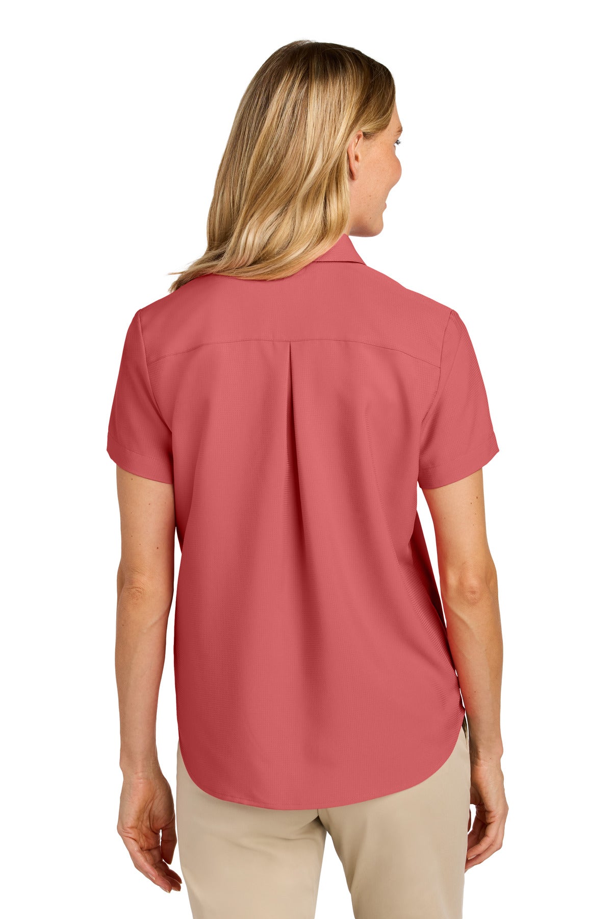 Custom Embroidered Port Authority Women's Short Sleeve UV Dockside Shirt LW963,Coral Reef