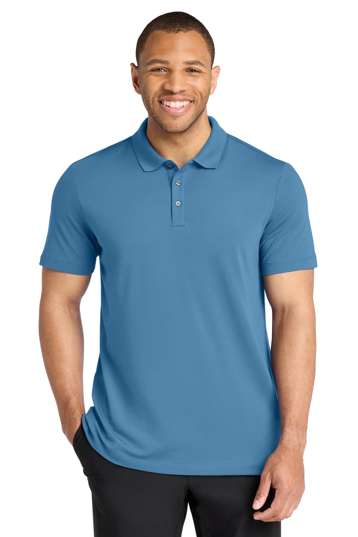 Custom Embroidered Mercer+Mettle Polos/Knits in Parisian Blue