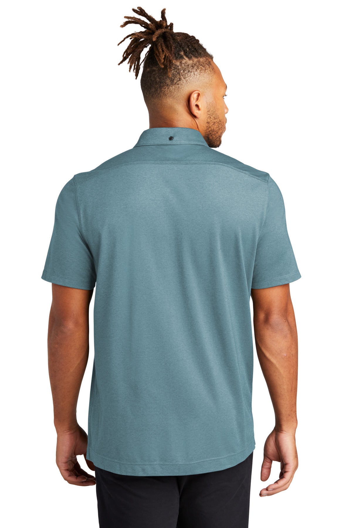 Custom Embroidered Mercer+Mettle Stretch Pique Full-Button Polo MM1006,Parisian Blue Heather