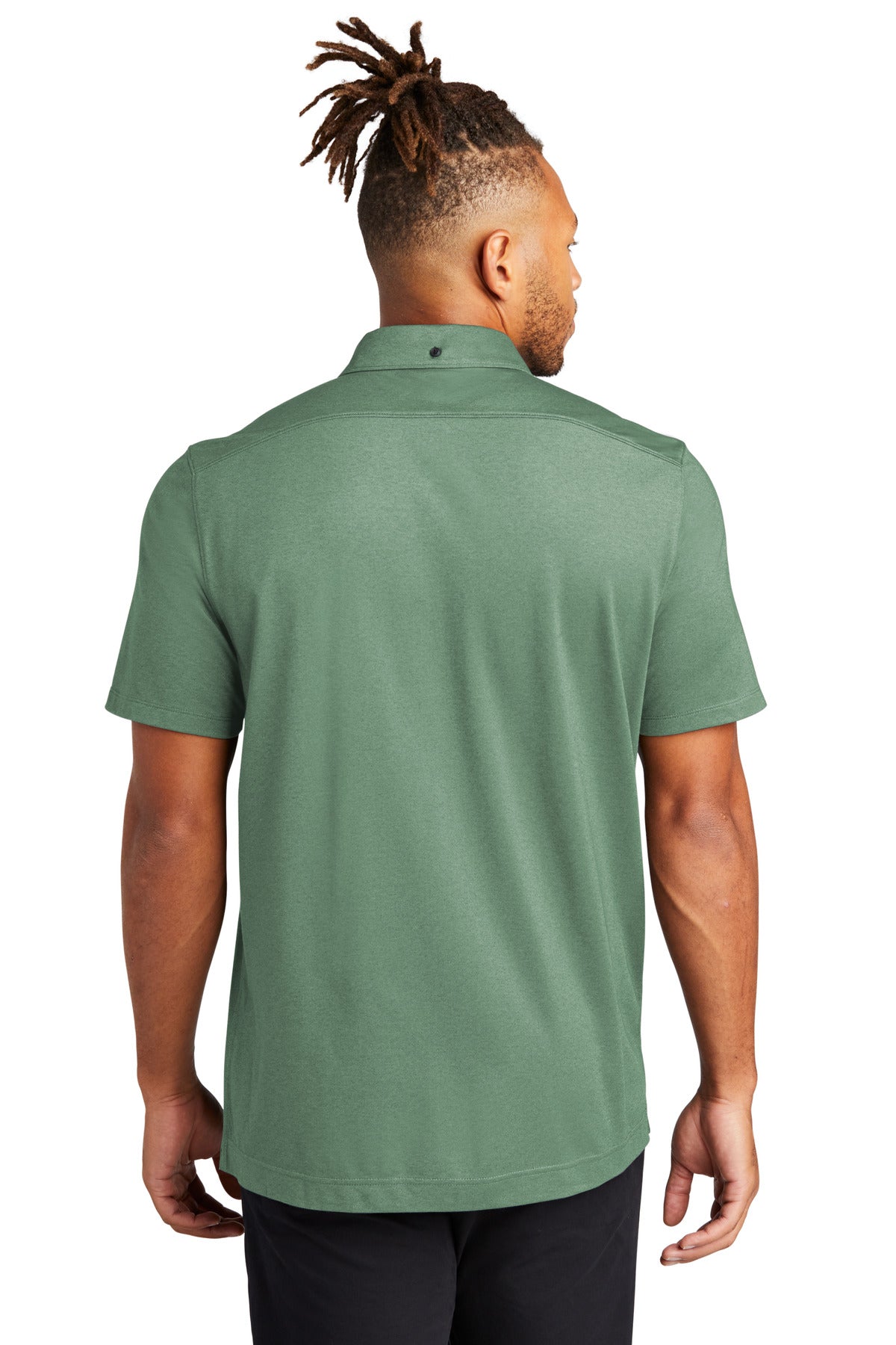 Custom Embroidered Mercer+Mettle Stretch Pique Full-Button Polo MM1006,Sage Heather