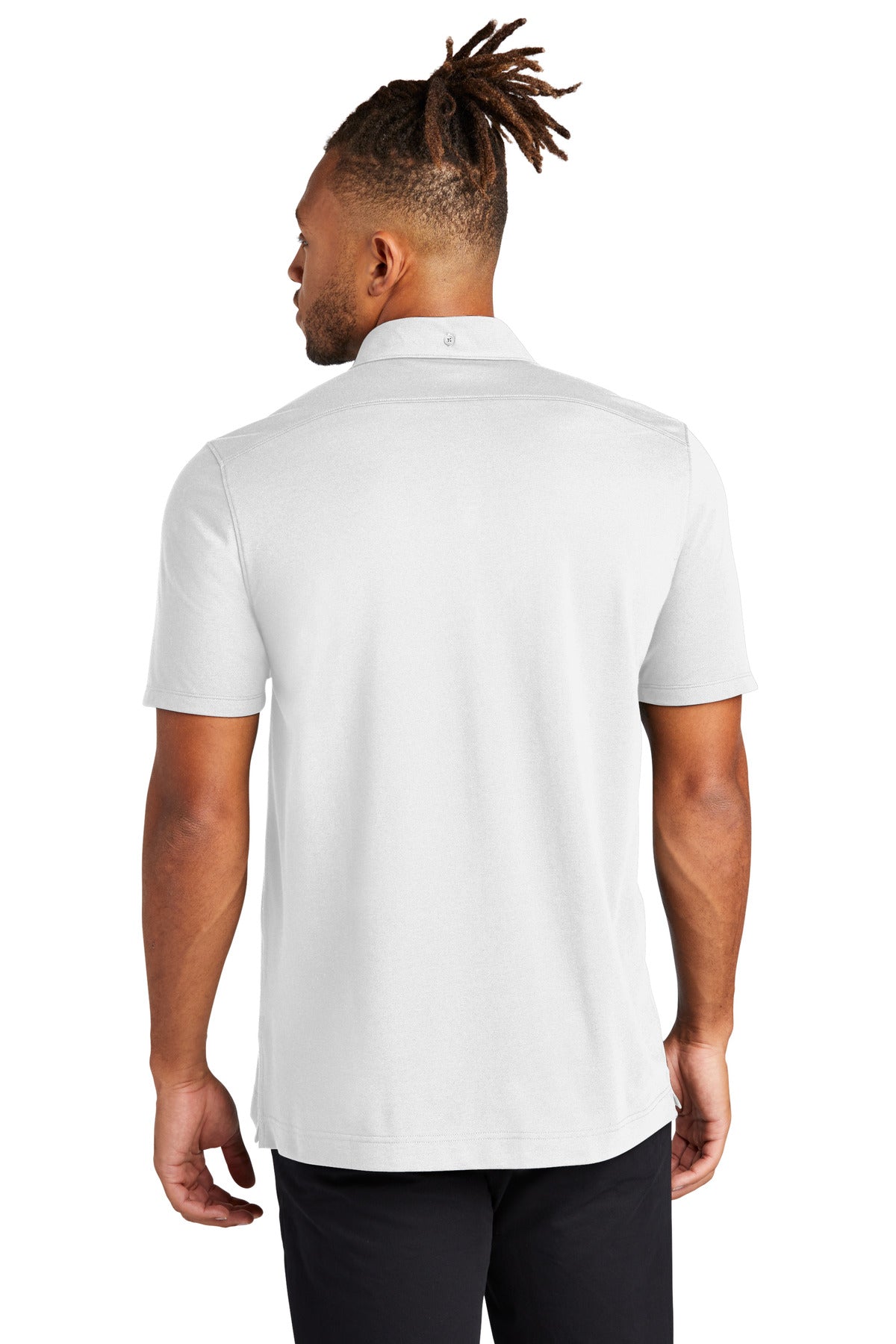 Custom Embroidered Mercer+Mettle Stretch Pique Full-Button Polo MM1006,White