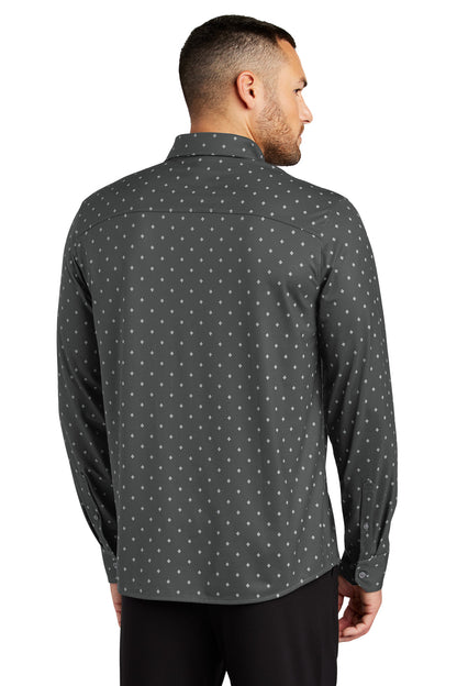 Custom Embroidered Mercer+Mettle Stretch Jersey Long Sleeve Shirt MM1018,Anchor Grey Geo Diamond
