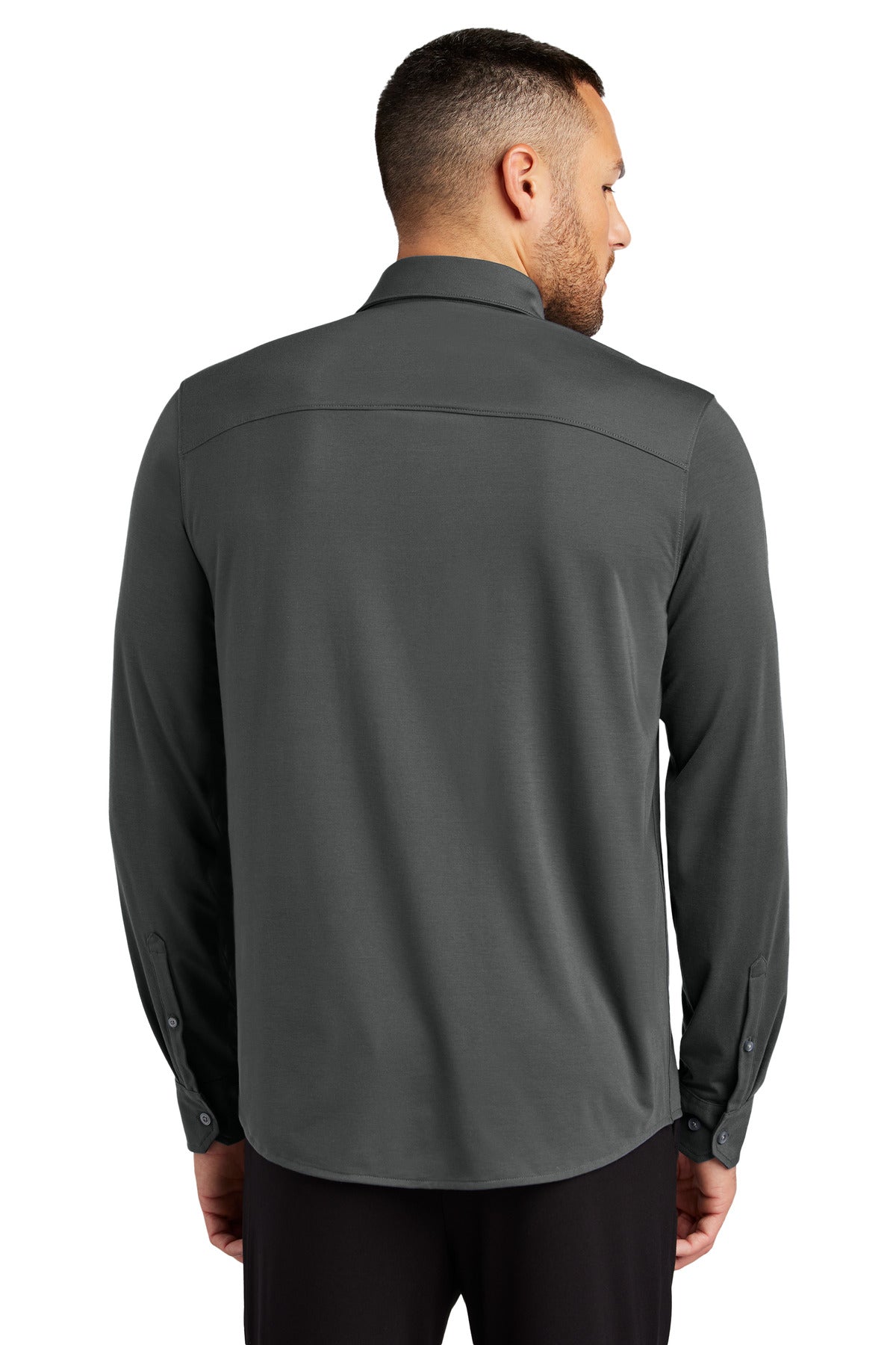 Custom Embroidered Mercer+Mettle Stretch Jersey Long Sleeve Shirt MM1018,Anchor Grey