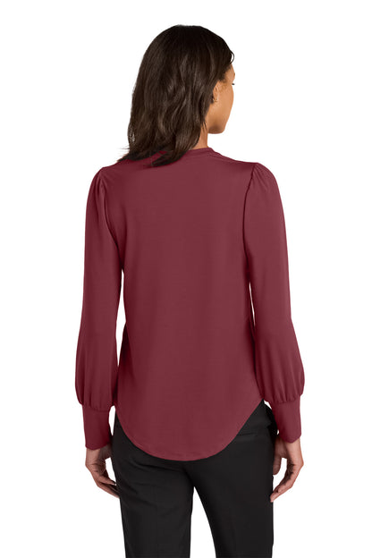 Custom Embroidered Mercer+Mettle Women's Stretch Jersey Long Sleeve Blouson Top MM1019,Rosewood