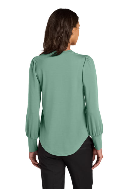 Custom Embroidered Mercer+Mettle Women's Stretch Jersey Long Sleeve Blouson Top MM1019,Sage