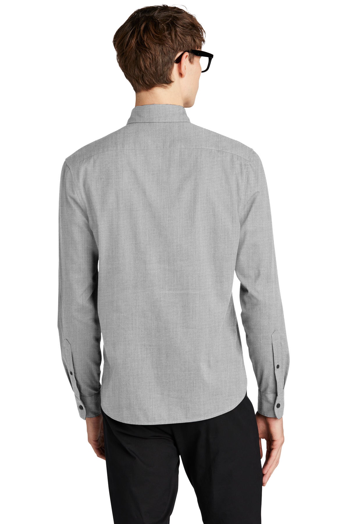 Custom Embroidered Mercer+Mettle Long Sleeve Stretch Woven Shirt MM2000,Gusty Grey End On End