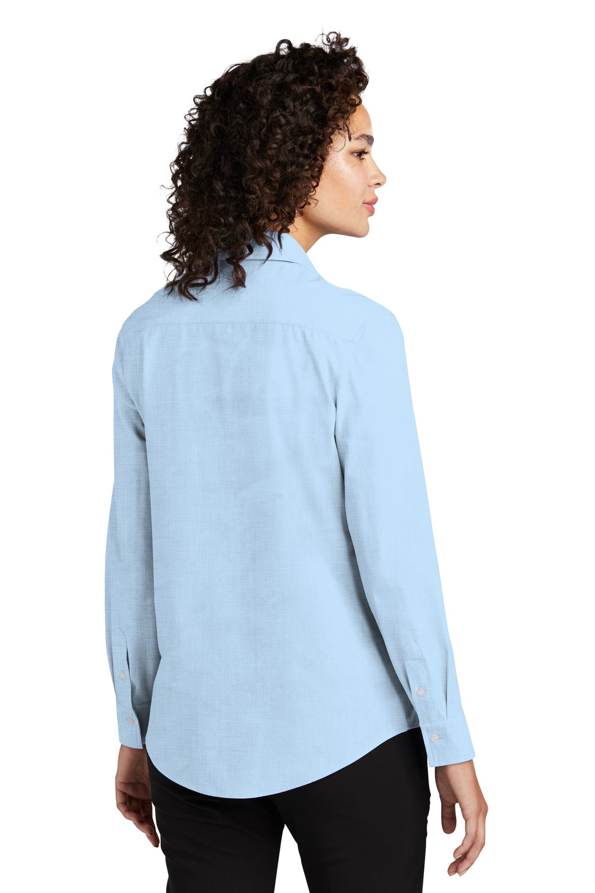 Custom Embroidered Mercer+Mettle Women's Long Sleeve Stretch Woven Shirt MM2001,Air Blue End On End