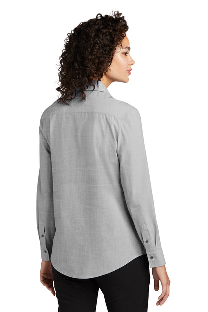 Custom Embroidered Mercer+Mettle Women's Long Sleeve Stretch Woven Shirt MM2001,Gusty Grey End On End