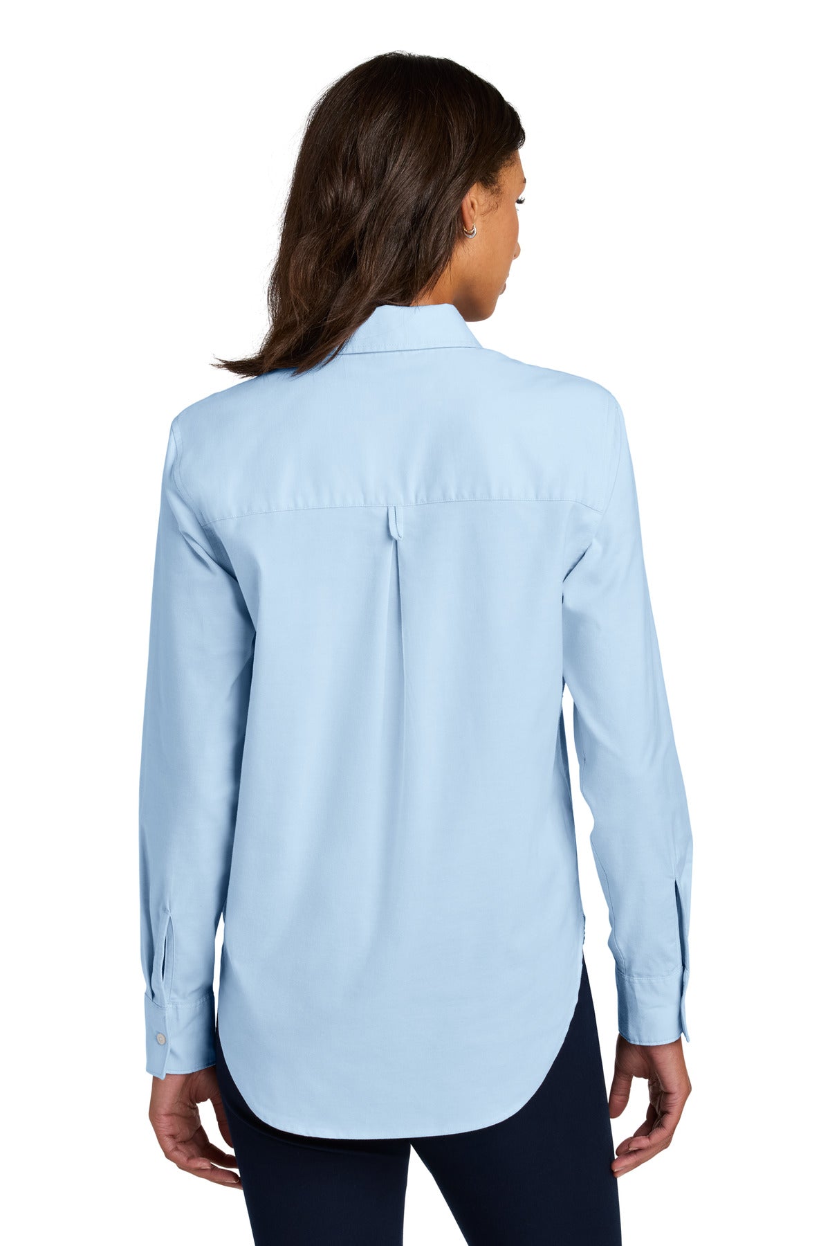 Custom Embroidered Mercer+Mettle Women's Long Sleeve Modern Oxford Shirt MM2003,Light Blue