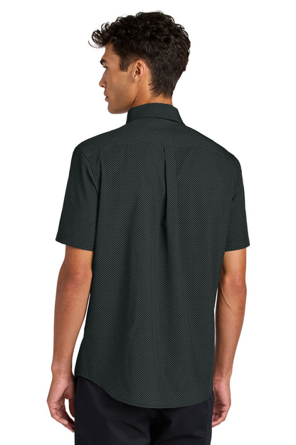 Custom Embroidered Mercer+Mettle Short Sleeve UV Capital Tech Shirt MM2006,Deep Black Triangle Print