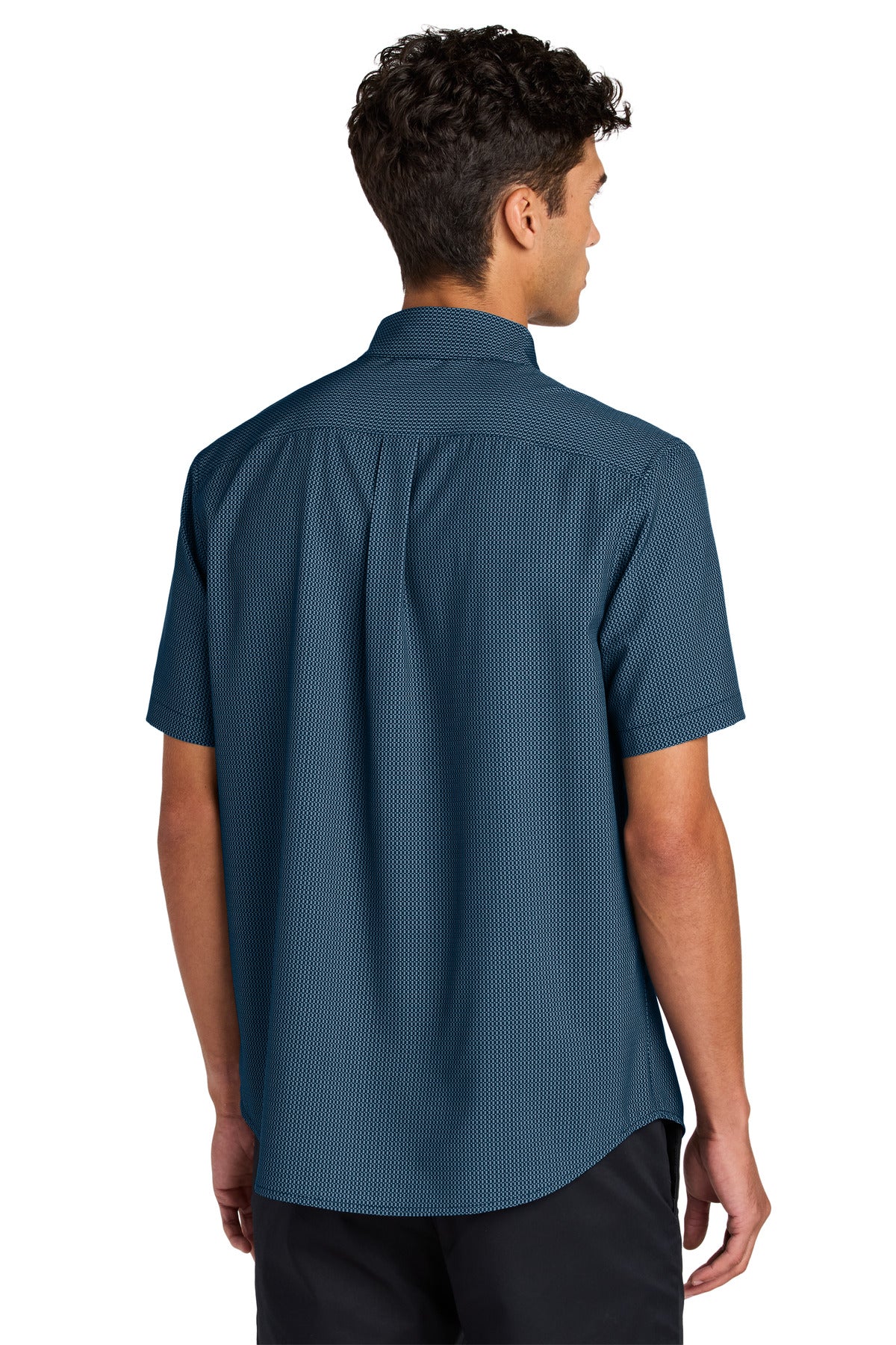 Custom Embroidered Mercer+Mettle Short Sleeve UV Capital Tech Shirt MM2006,Night Navy Dash Print