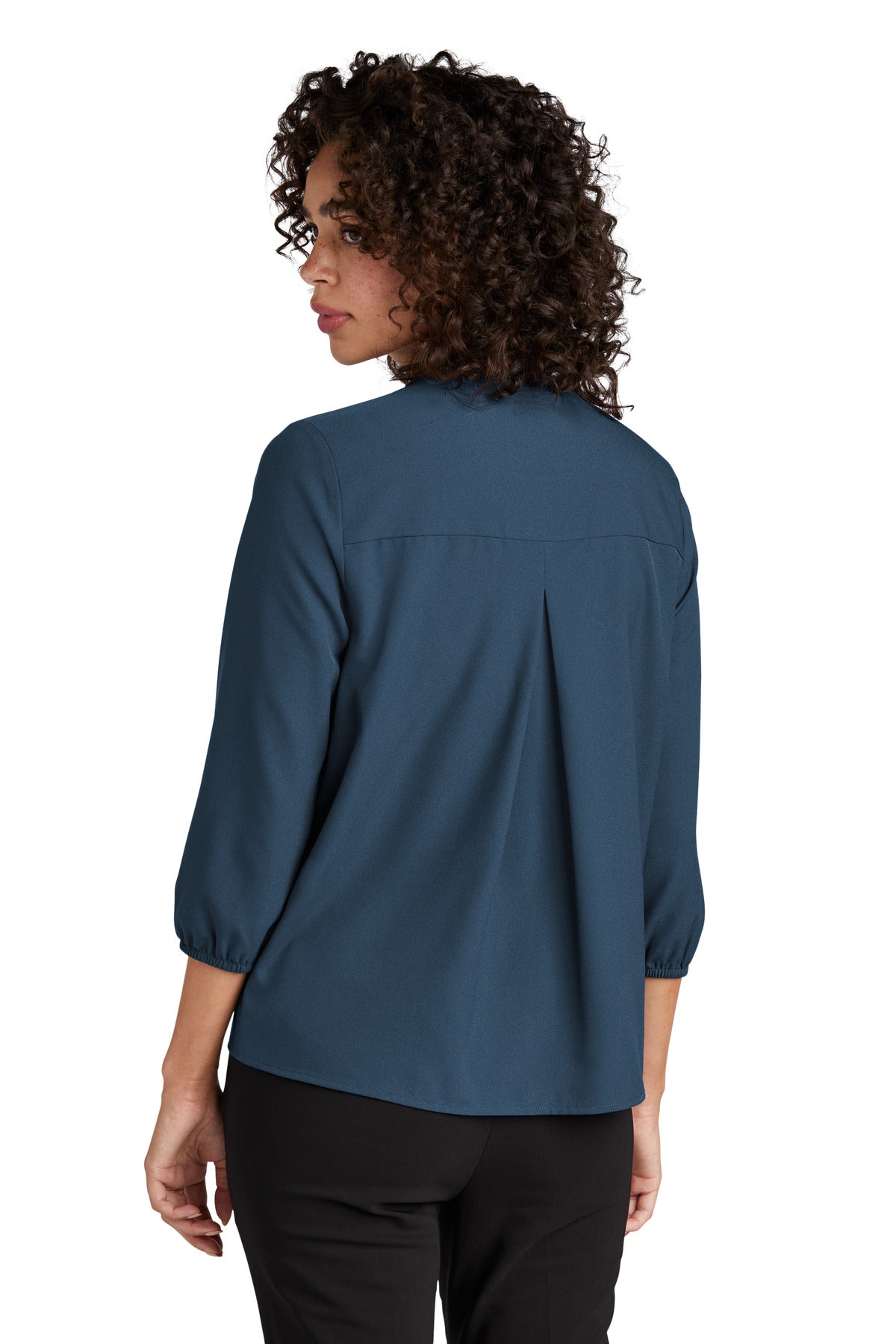 Custom Embroidered Mercer+Mettle Women's Stretch Crepe 3/4-Sleeve Blouse MM2011,Insignia Blue