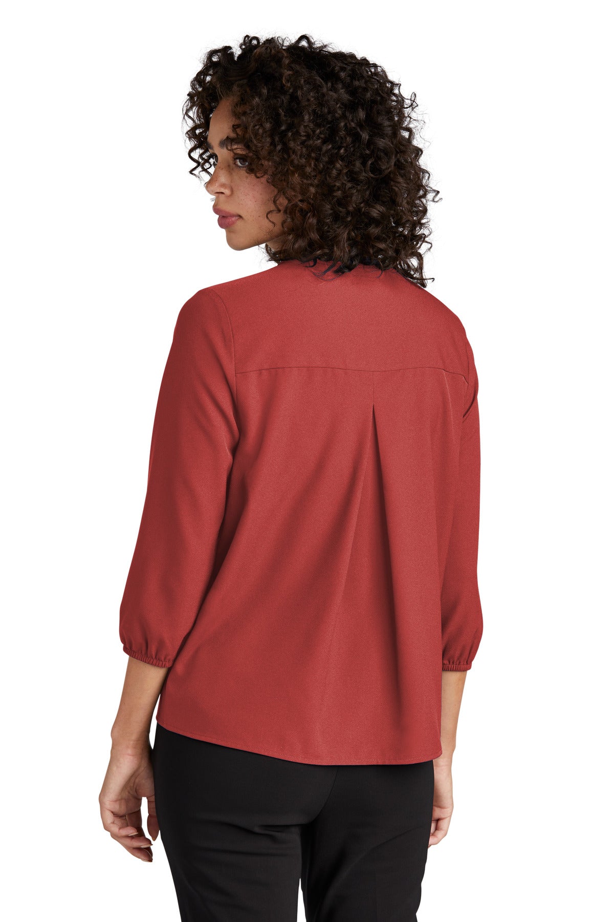 Custom Embroidered Mercer+Mettle Women's Stretch Crepe 3/4-Sleeve Blouse MM2011,Terracotta