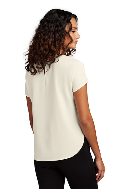 Custom Embroidered Mercer+Mettle Women's Stretch Crepe Crew MM2015,Ivory Chiffon