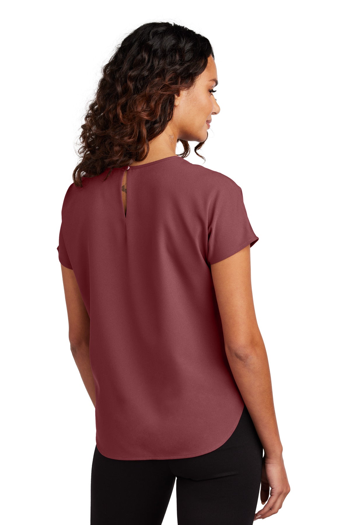 Custom Embroidered Mercer+Mettle Women's Stretch Crepe Crew MM2015,Rosewood