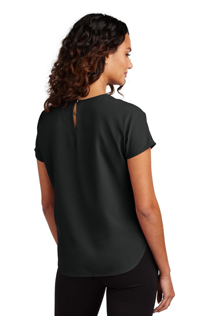 Custom Embroidered Mercer+Mettle Women's Stretch Crepe Crew MM2015,Deep Black