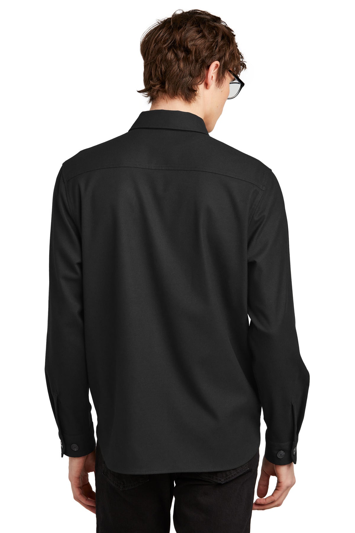 Custom Embroidered Mercer+Mettle Long Sleeve Twill Overshirt MM2020,Deep Black