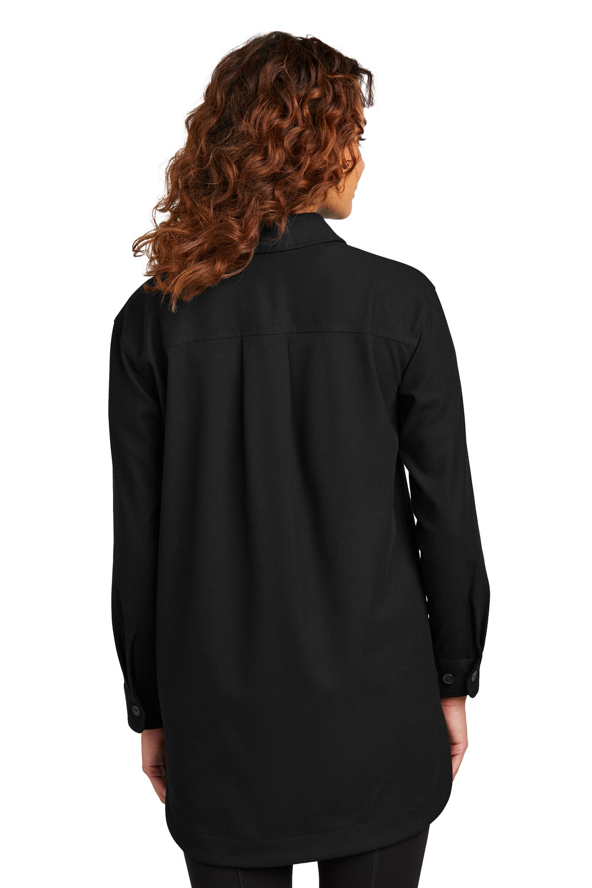 Custom Embroidered Mercer+Mettle Women's Long Sleeve Twill Overshirt MM2021,Deep Black
