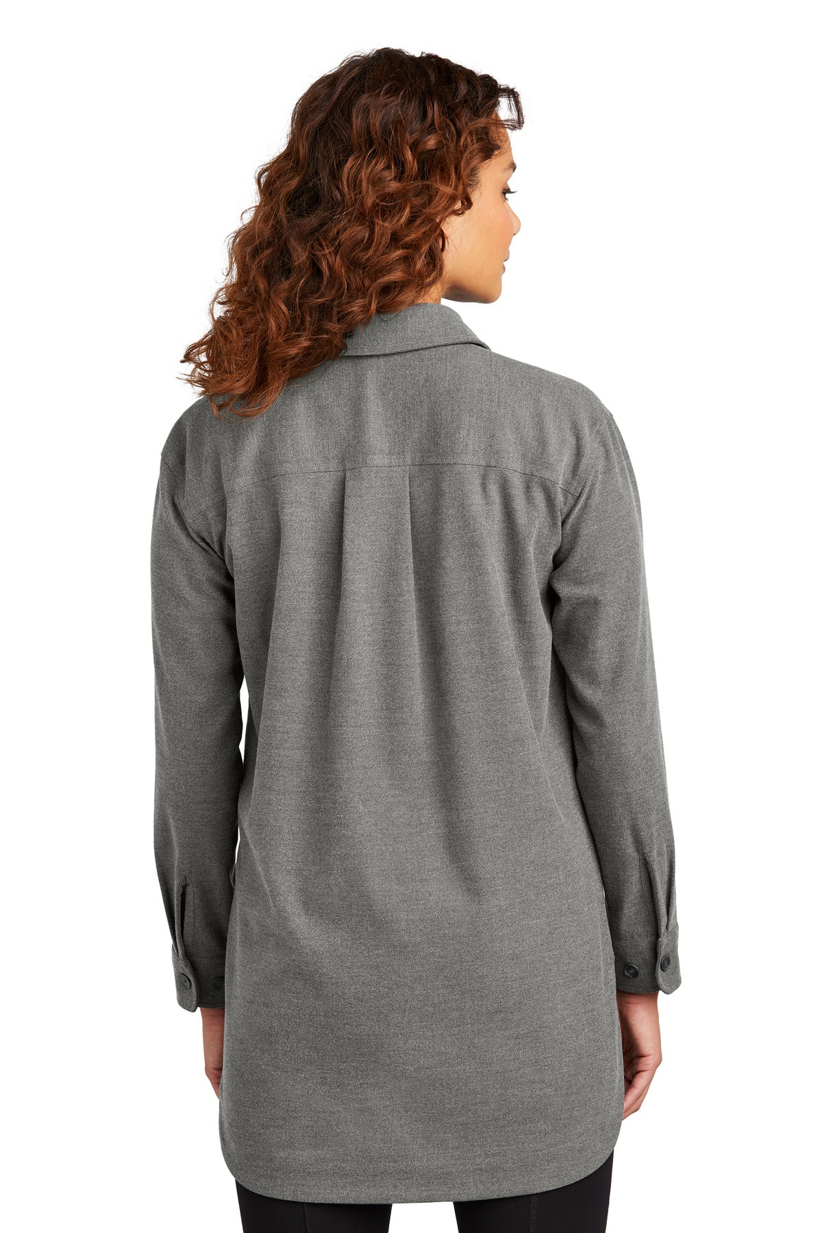Custom Embroidered Mercer+Mettle Women's Long Sleeve Twill Overshirt MM2021,Light Anchor Grey Heather