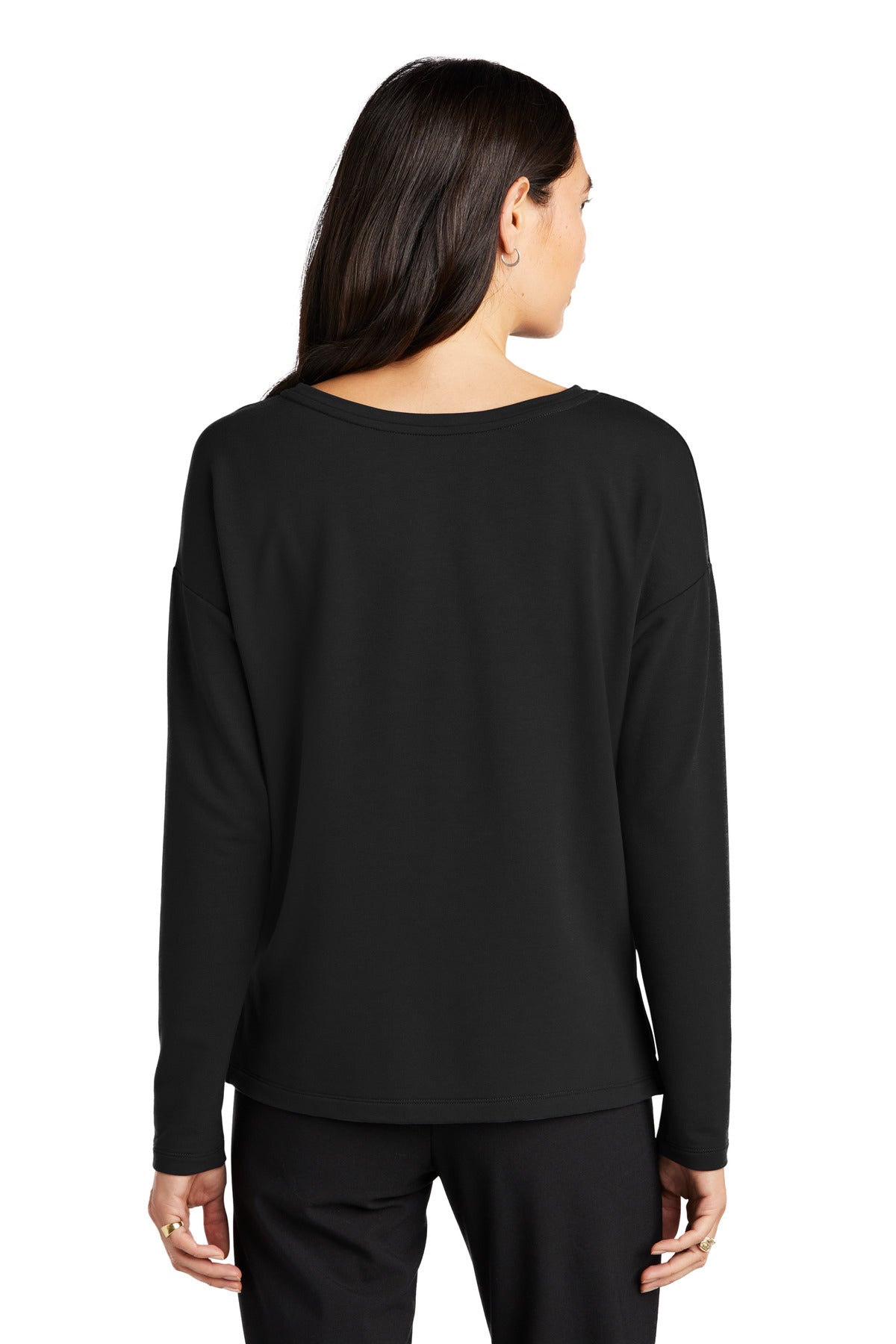 Custom Embroidered Mercer+Mettle Women's Stretch Drop Shoulder Pullover MM3013,Deep Black