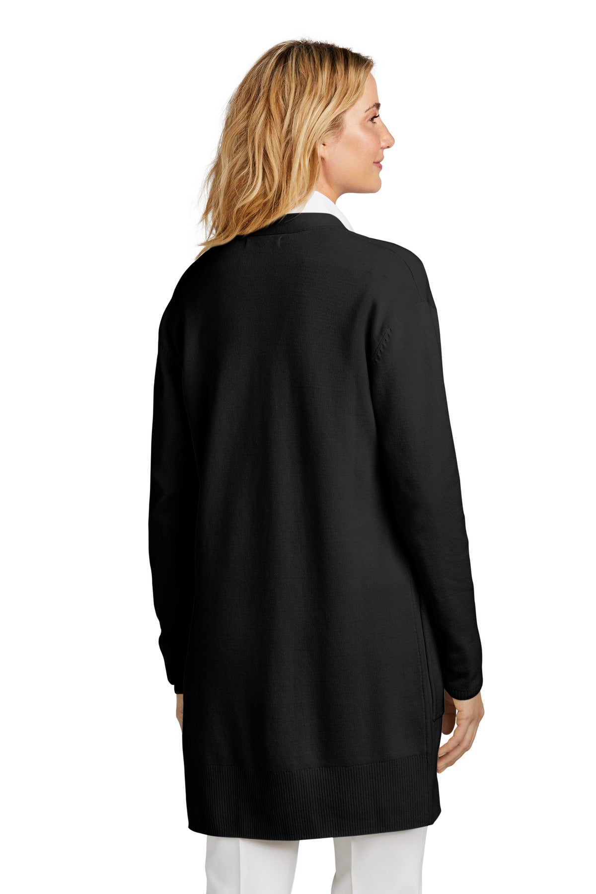 Custom Embroidered Mercer+Mettle Women's Open-Front Cardigan Sweater MM3023,Deep Black