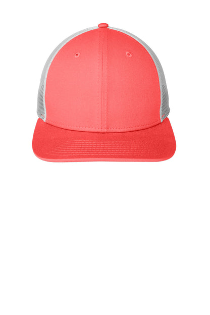 Custom Embroidered New Era Caps in Coral/ White