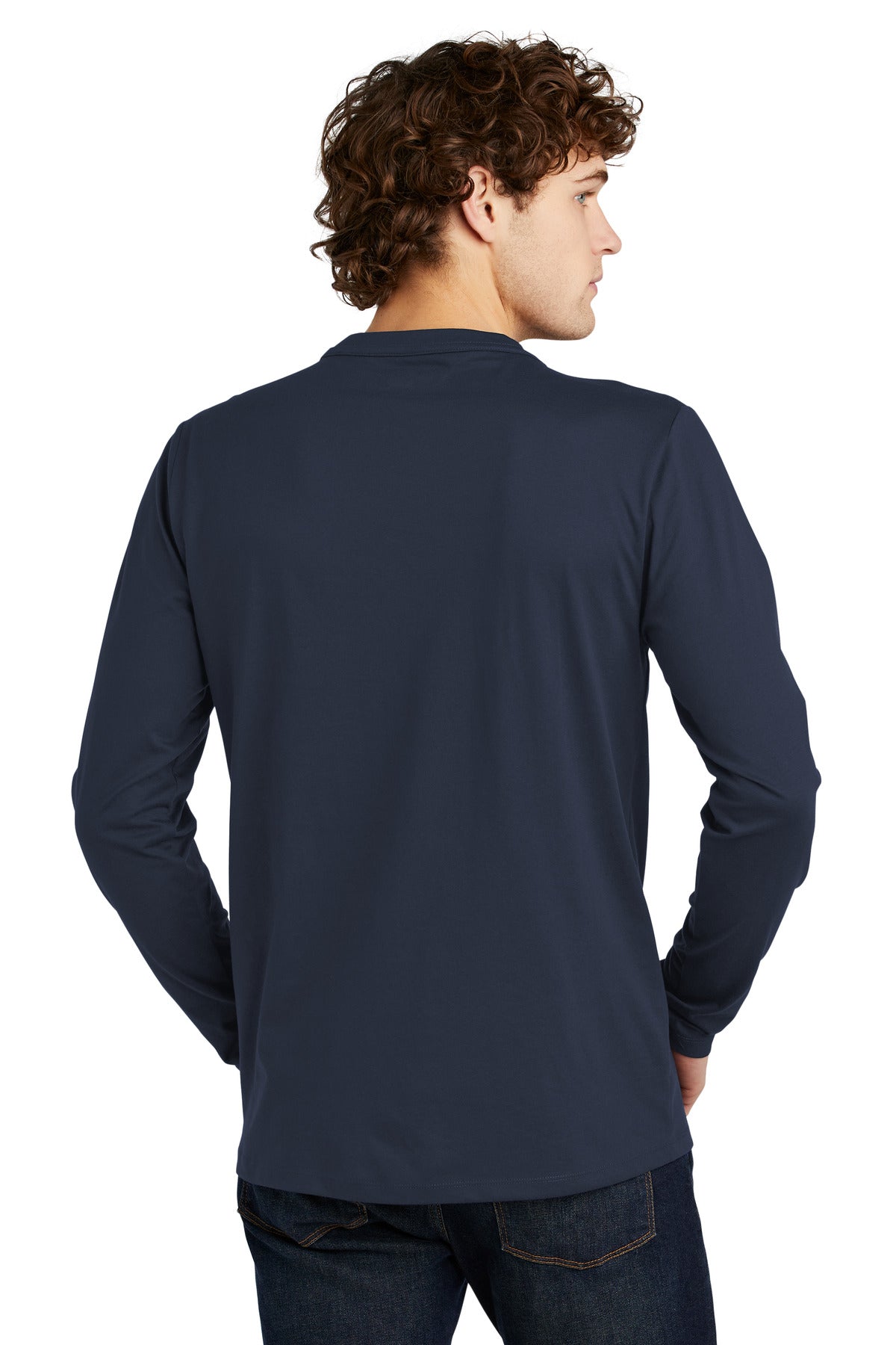 Custom Embroidered New Era  Heritage Blend Long Sleeve Crew Tee. NEA102,True Navy