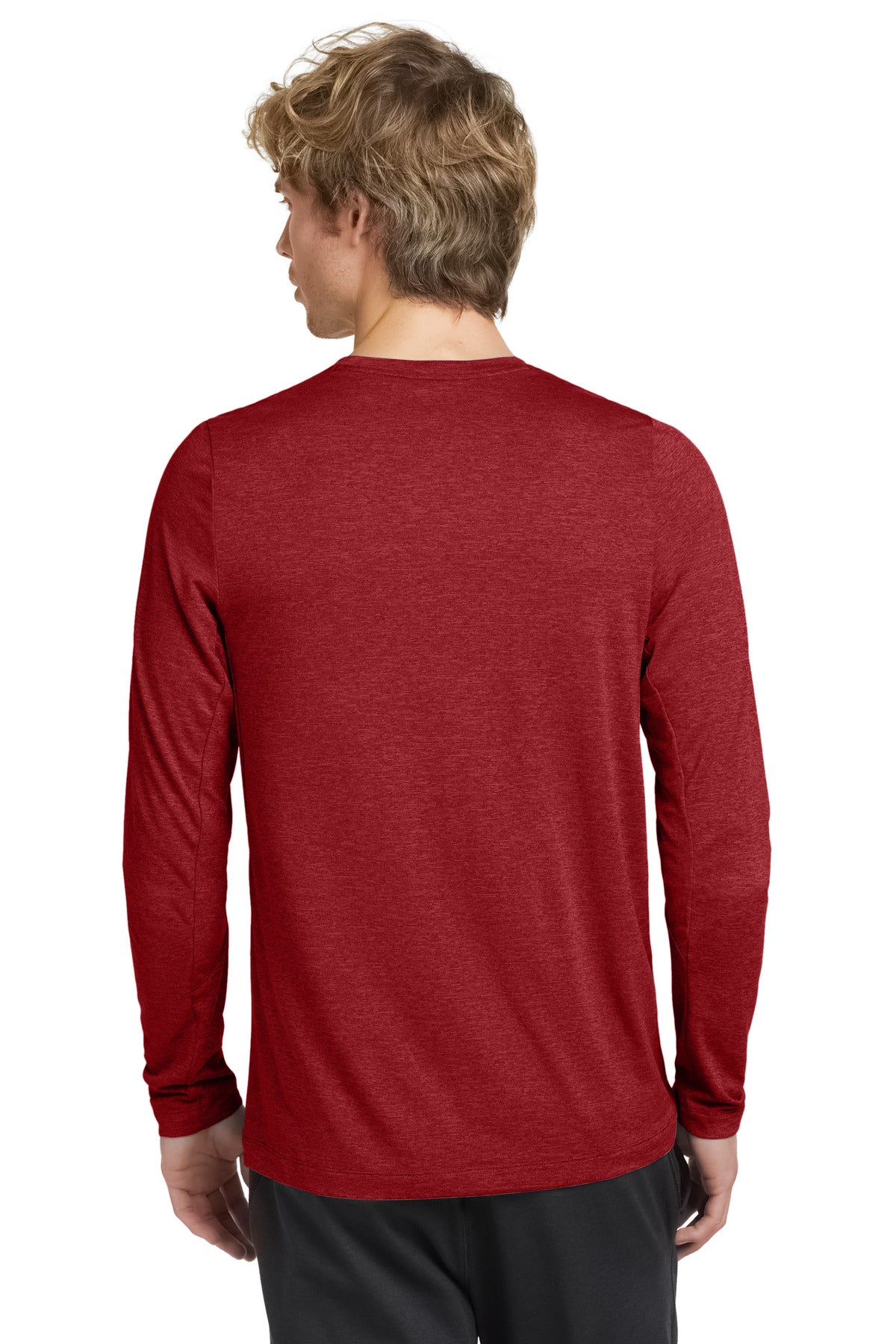 Custom Embroidered New Era  Series Performance Long Sleeve Crew Tee. NEA201,Scarlet