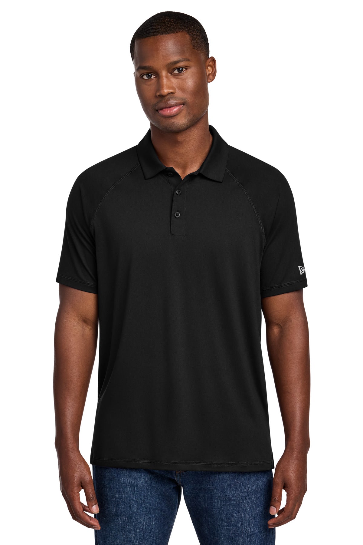 Custom Embroidered New Era Polos/Knits in Black