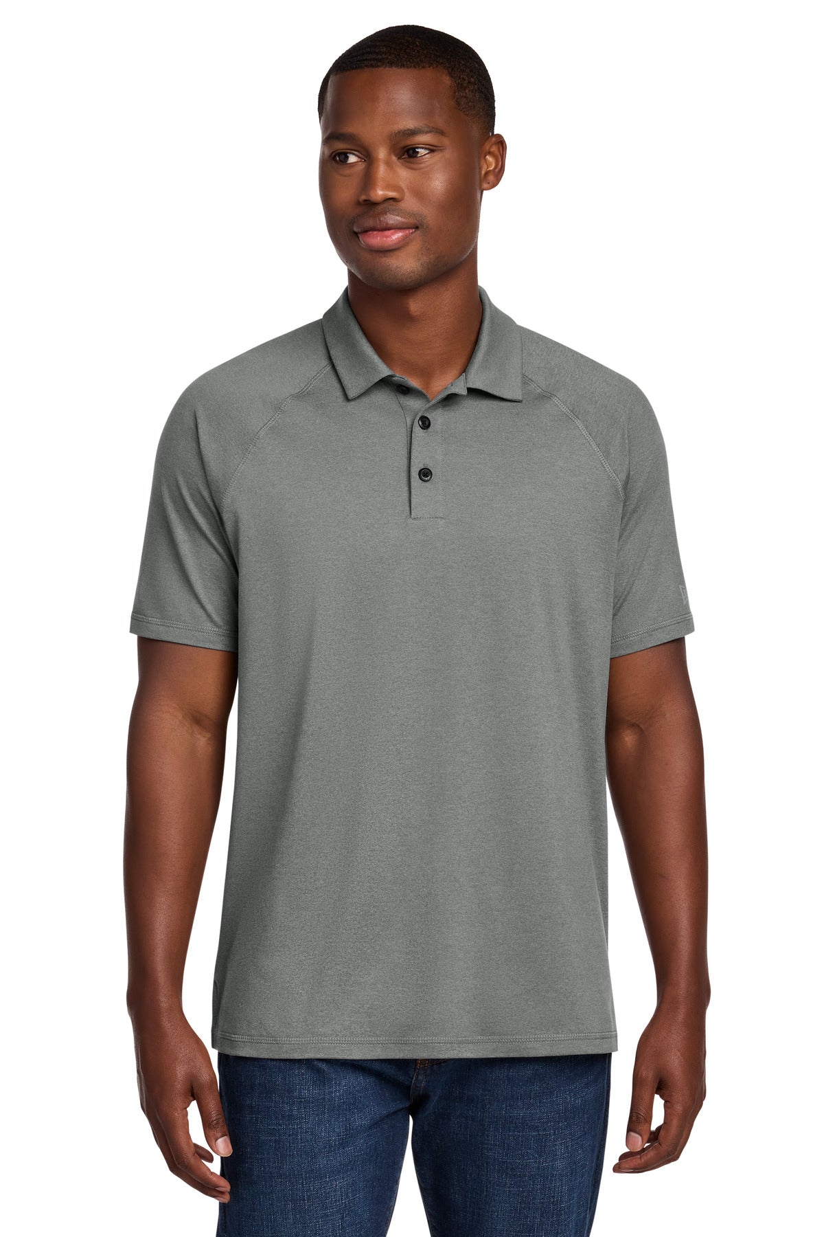 Custom Embroidered New Era Polos/Knits in Shadow Grey Heather