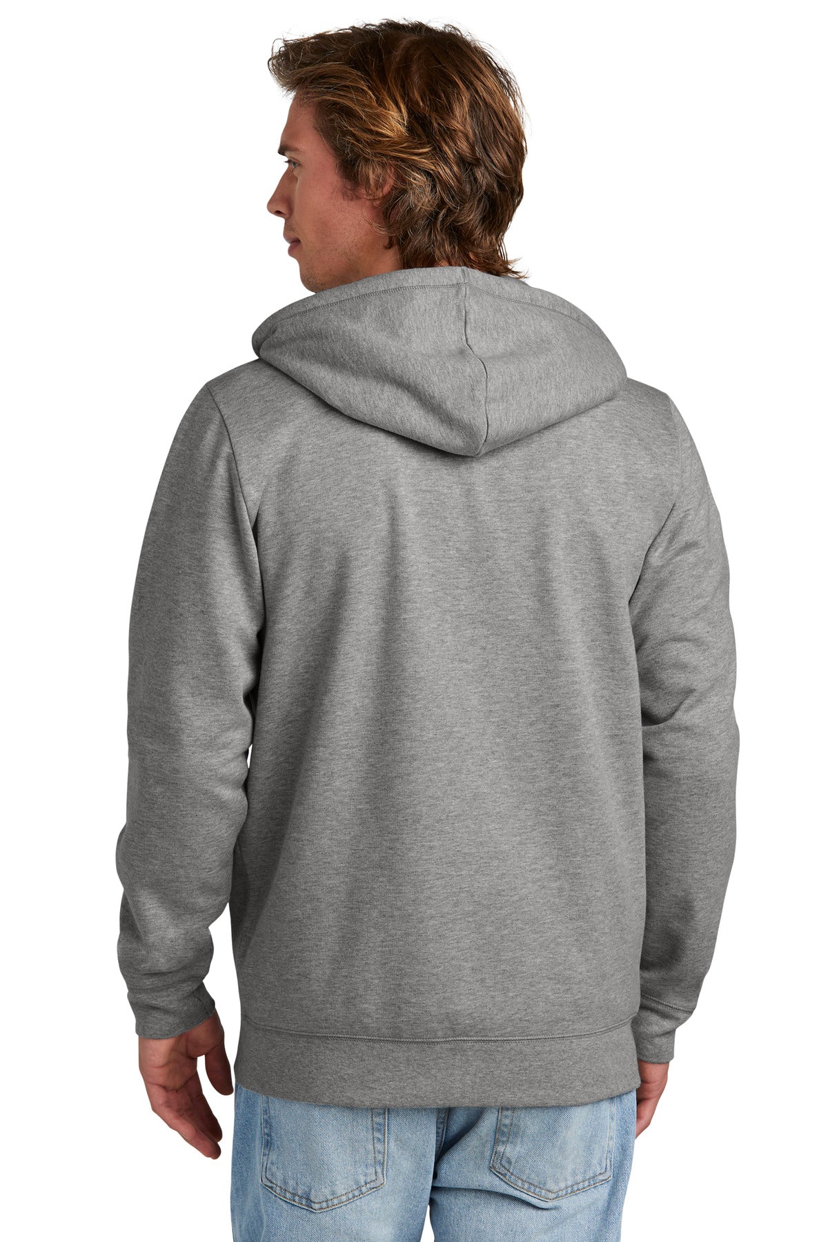 Custom Embroidered New Era Comeback Fleece Full-Zip Hoodie NEA551,Dark Heather Grey