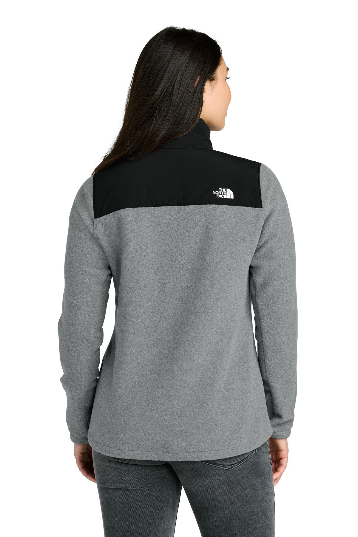 Custom Embroidered The North Face Women's Highest Peak Full-Zip Fleece Jacket NF0A8BUR,TNF Medium Grey Heather/ TNF Black
