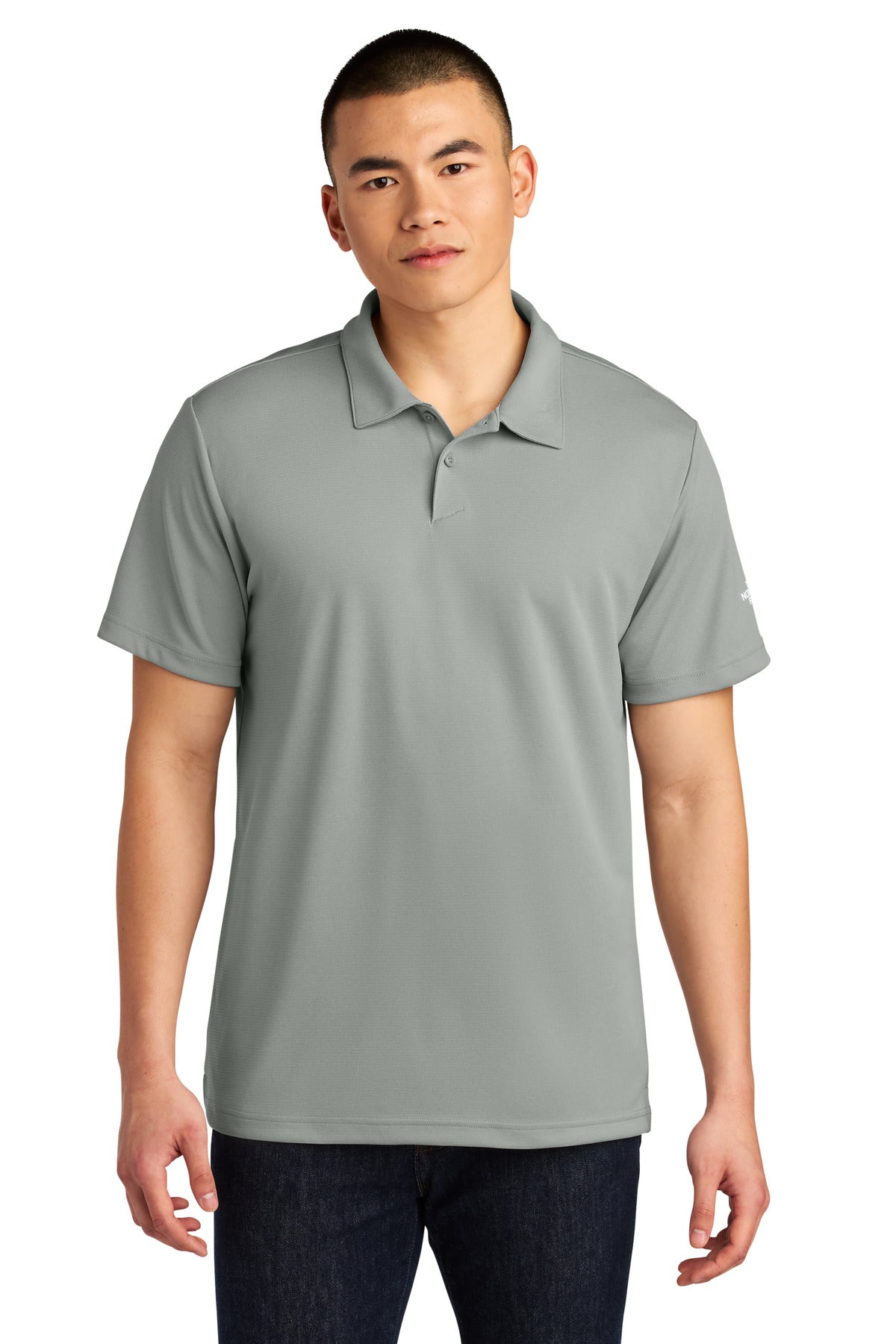 Custom Embroidered The North Face Polos/Knits in Meld Grey Heather