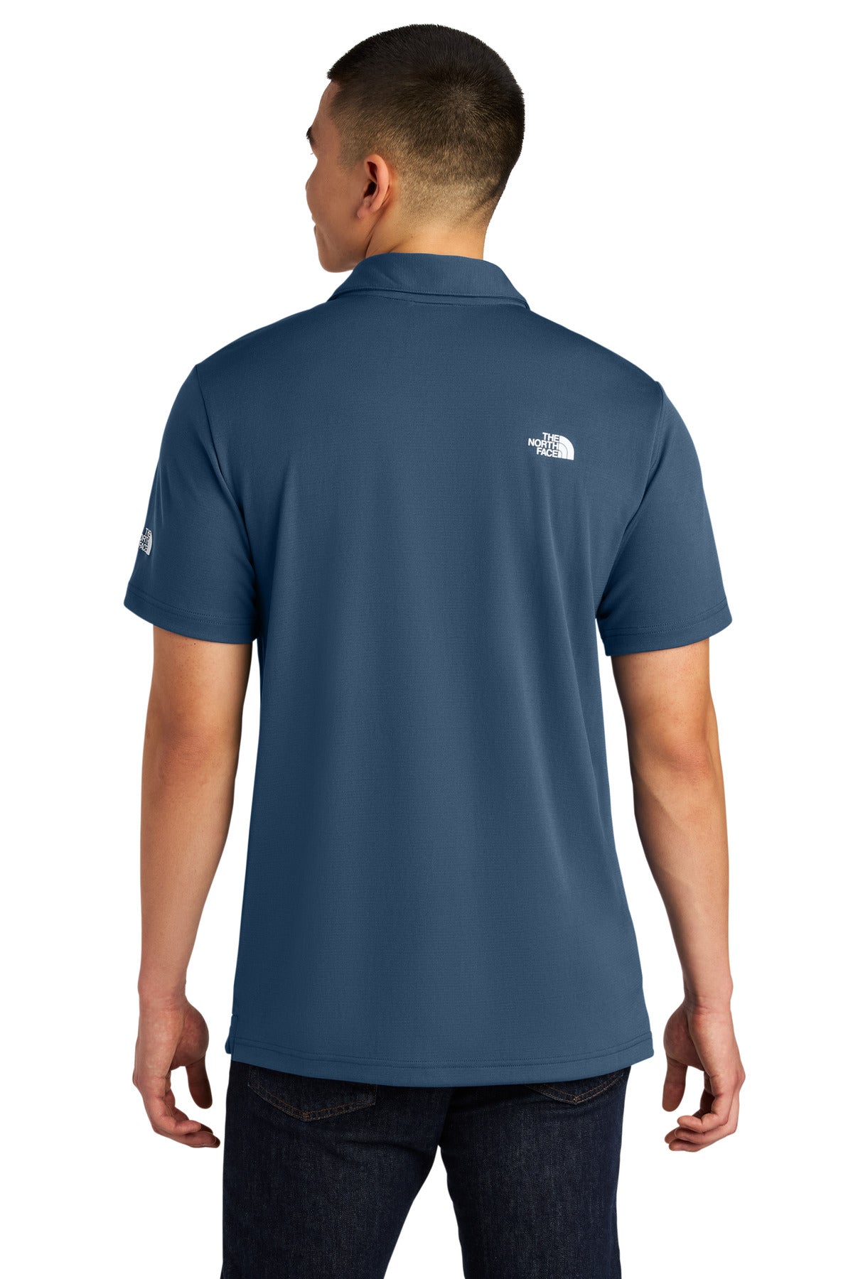 Custom Embroidered The North Face Polos/Knits in Shady Blue