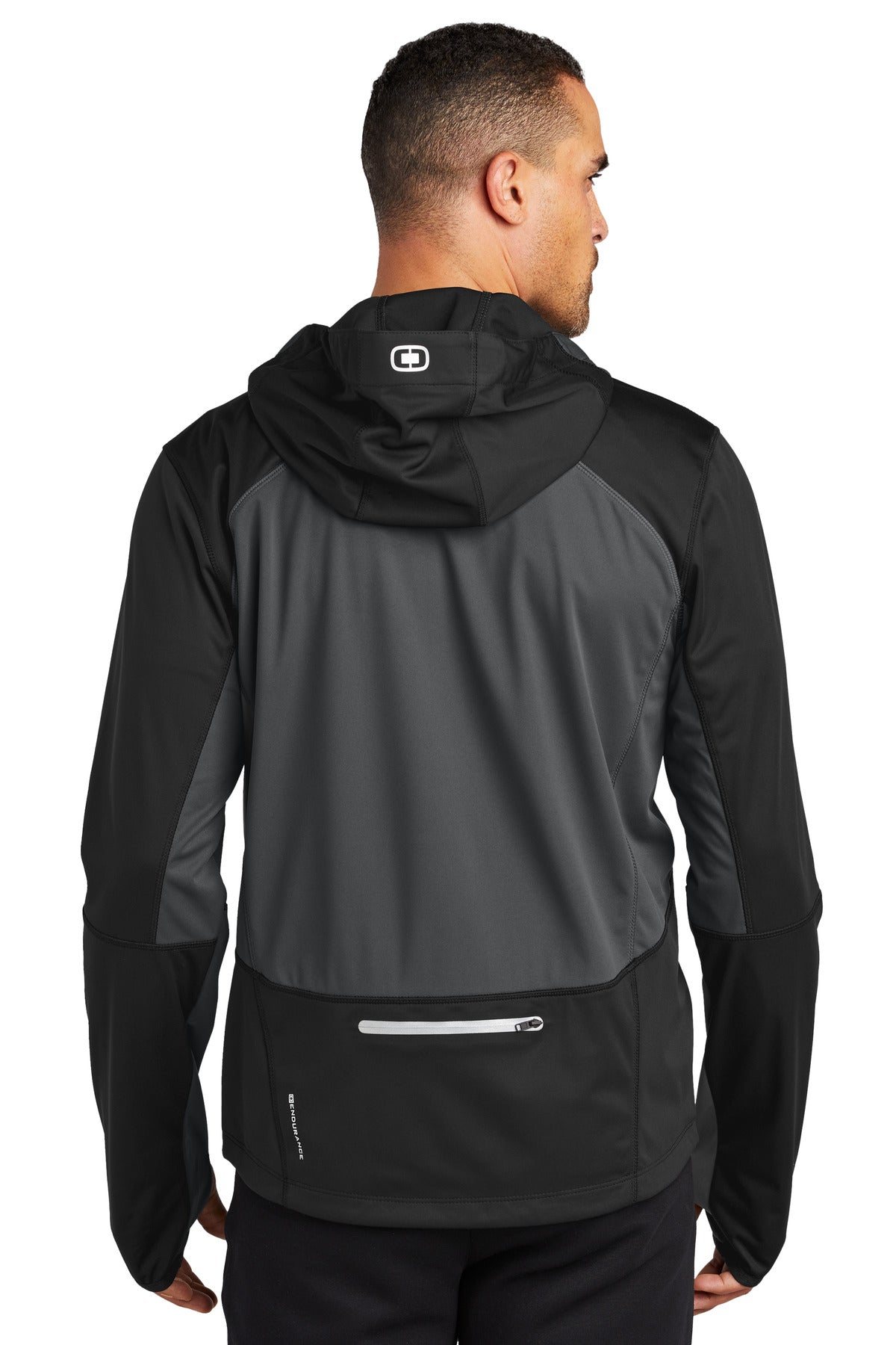 Custom Embroidered OGIO Pivot Soft Shell. OE721,Blacktop/ Gear Grey
