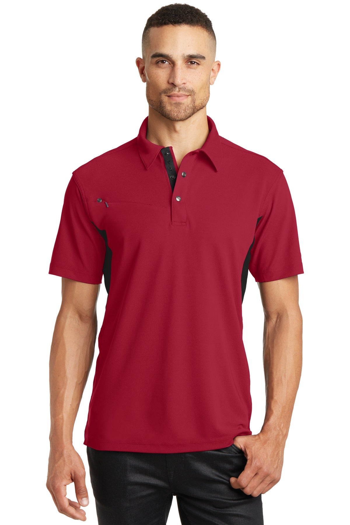 Custom Embroidered OGIO Polos/Knits in Signal Red/ Blacktop