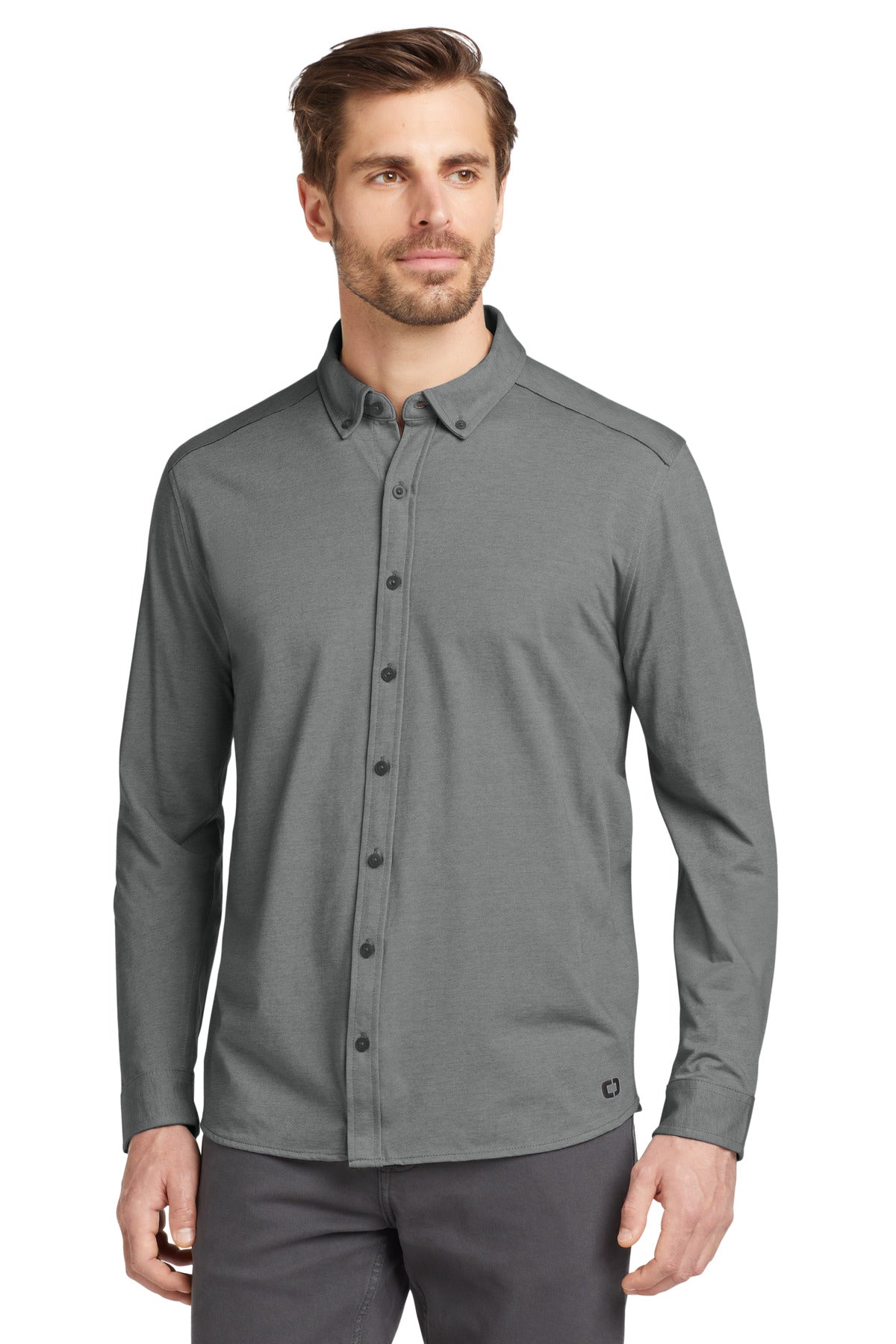 Custom Embroidered OGIO Polos/Knits in Tarmac Grey Heather