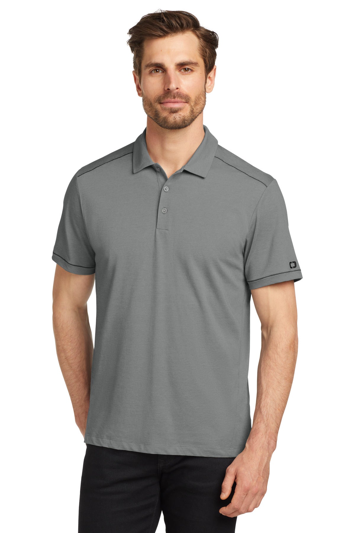 Custom Embroidered OGIO Polos/Knits in Tarmac Grey Heather