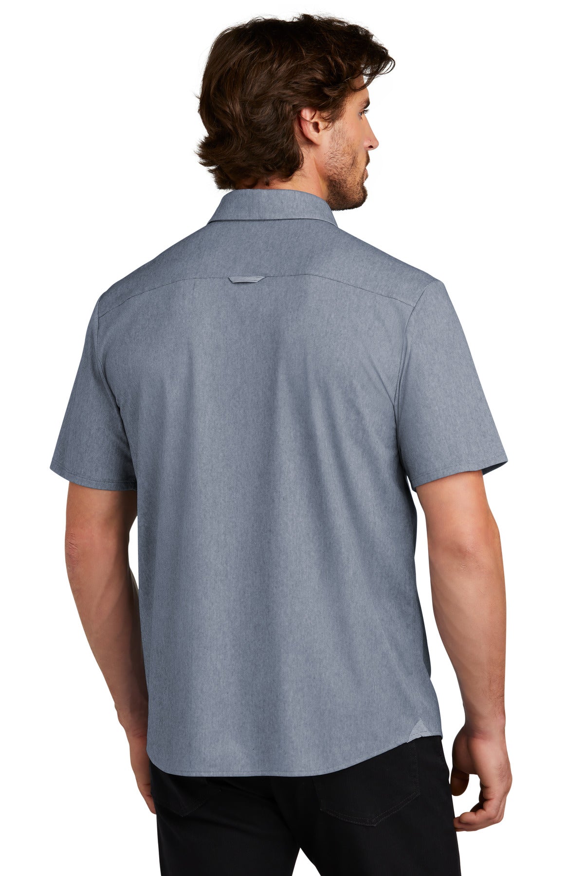 Custom Embroidered OGIO Extend Short Sleeve Button-Up OG160,Deep Blue Heather