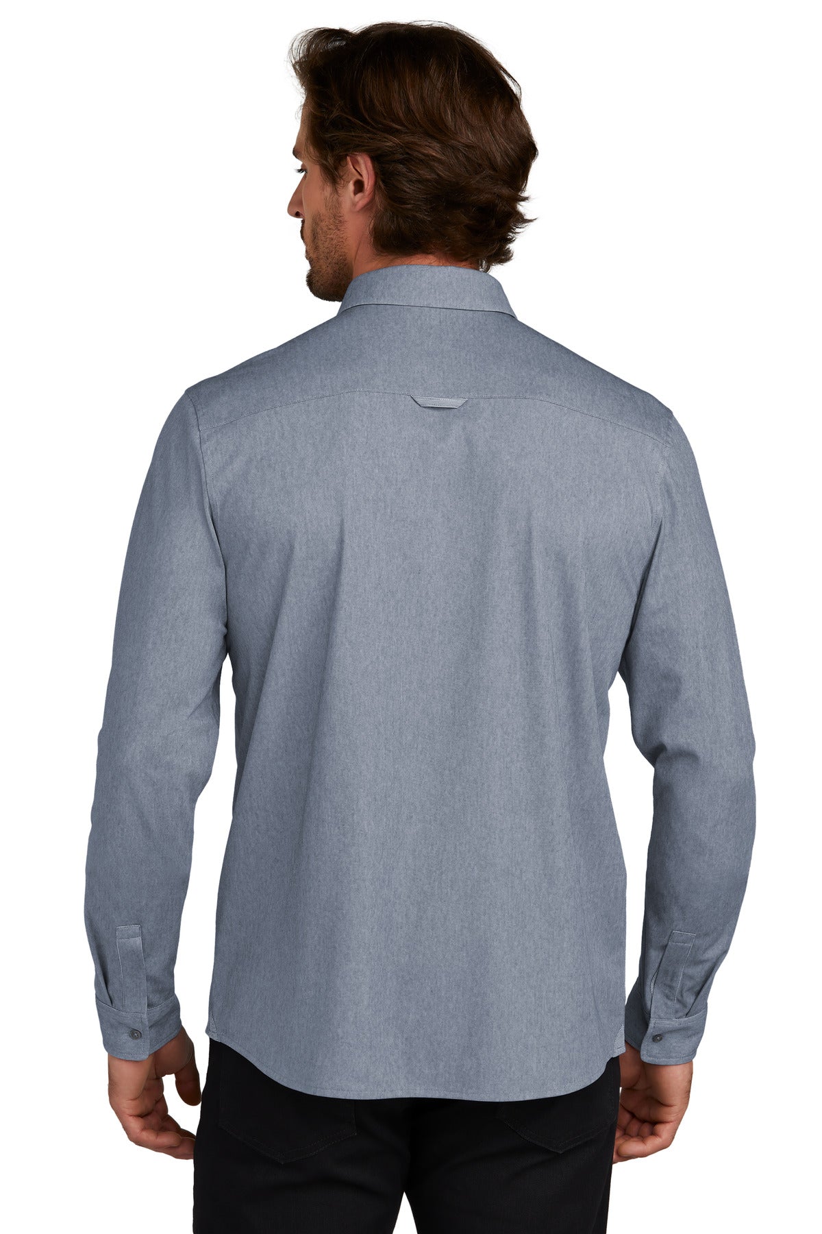 Custom Embroidered OGIO Extend Long Sleeve Button-Up OG161,Deep Blue Heather