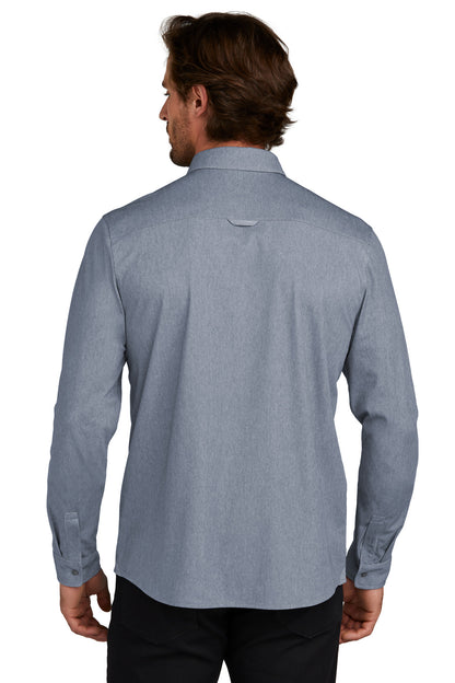 Custom Embroidered OGIO Extend Long Sleeve Button-Up OG161,Deep Blue Heather
