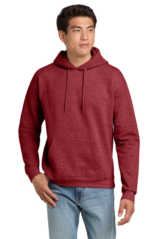 Hanes EcoSmart  - Pullover Hooded Sweatshirt.  P170 Heather Red