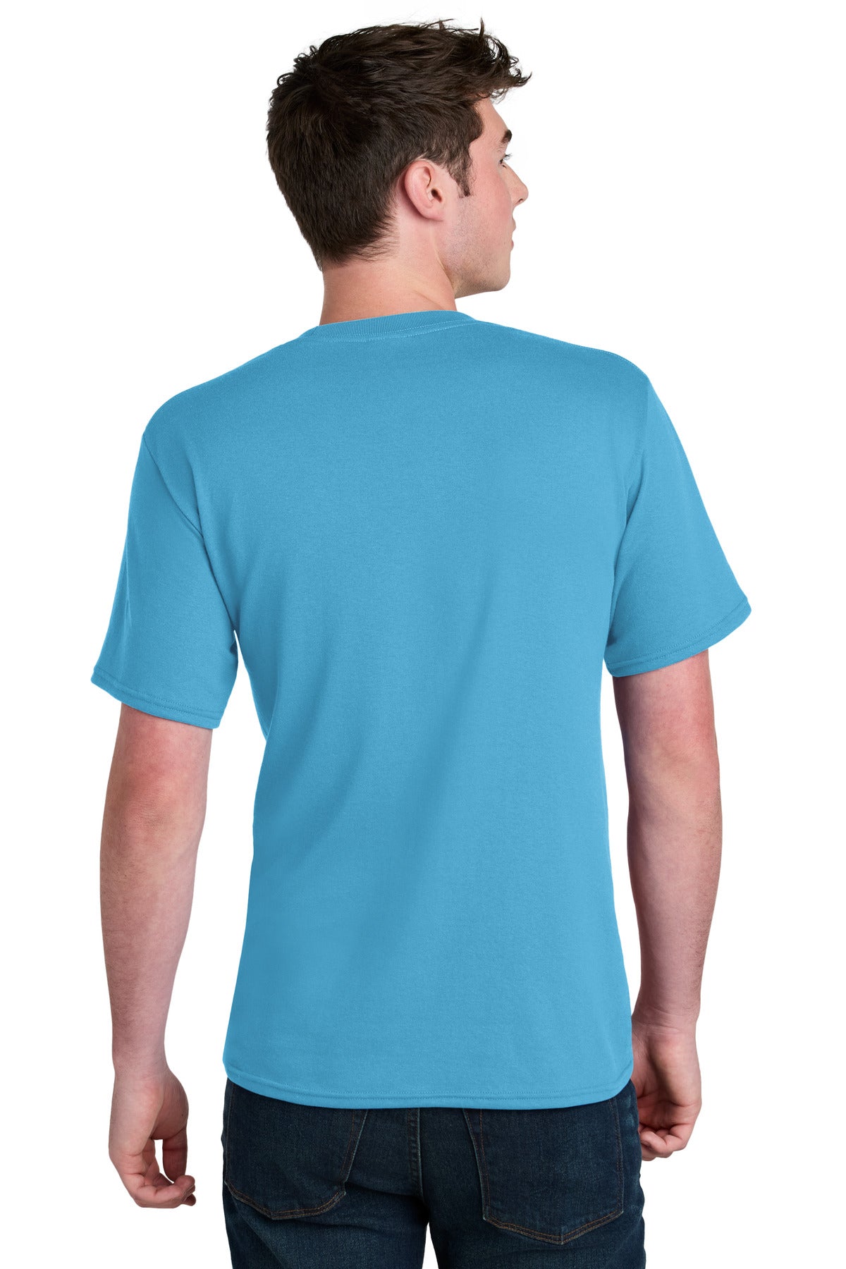 Custom Embroidered Port & Co T-Shirts  in Aquatic Blue