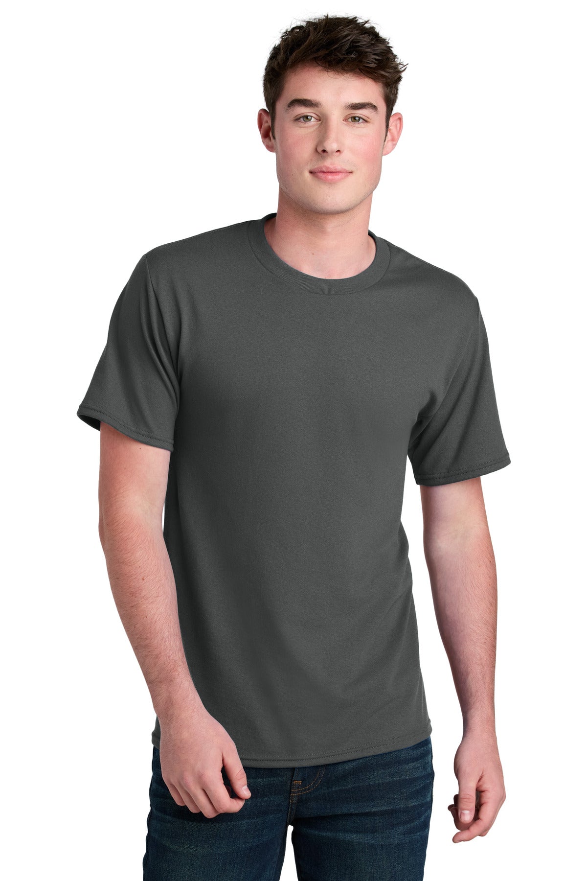 Custom Embroidered Port & Co T-Shirts  in Charcoal