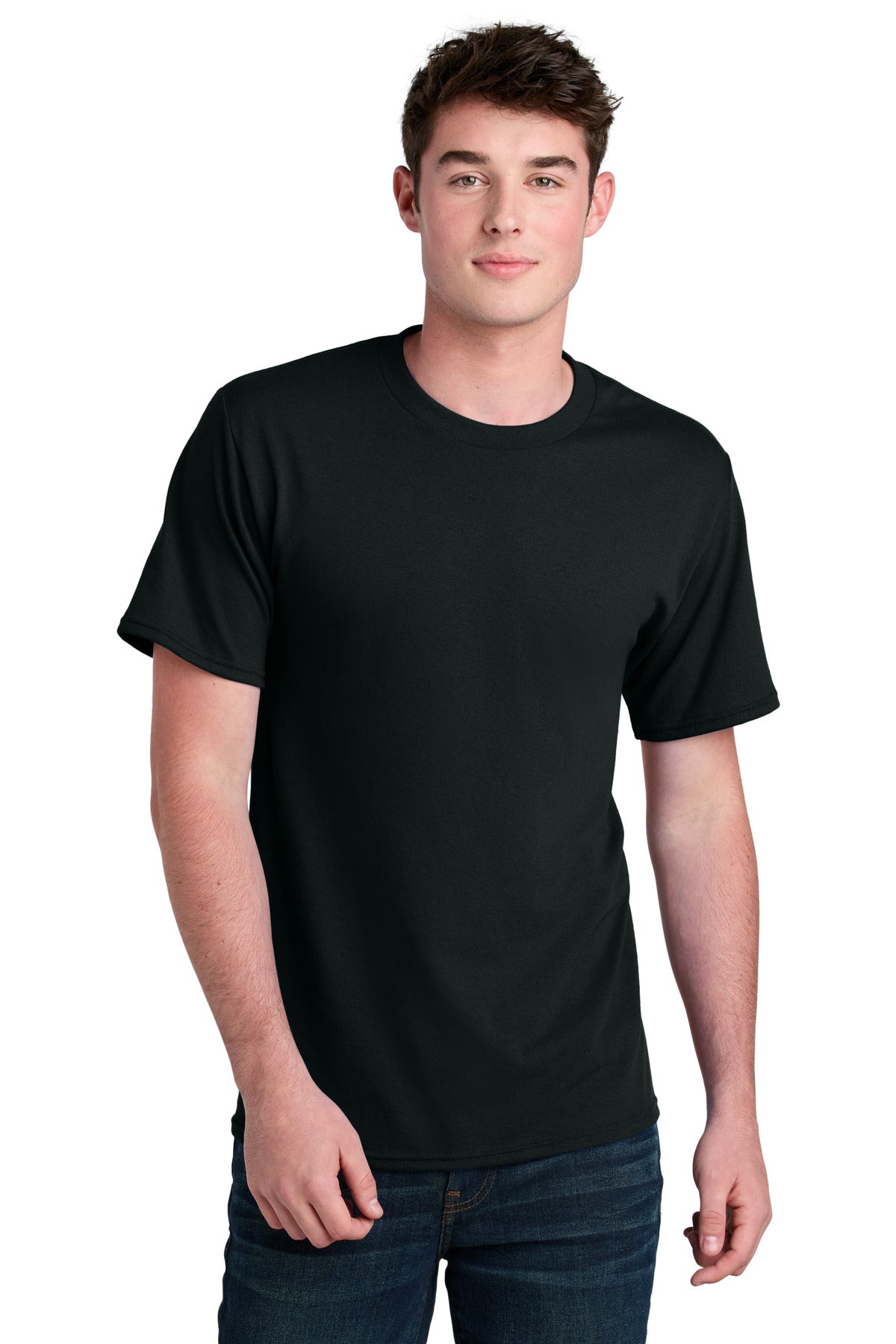 Custom Embroidered Port & Co T-Shirts  in Jet Black