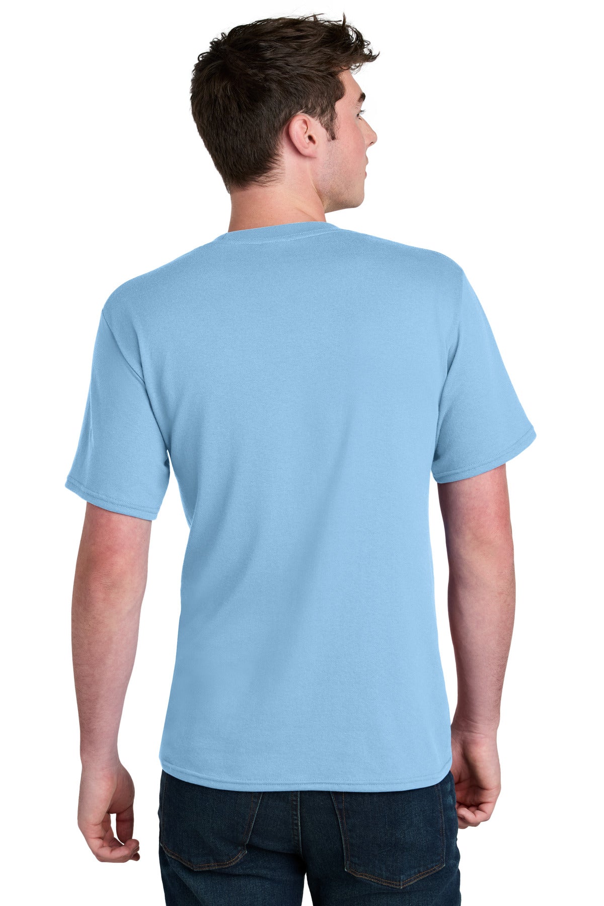 Custom Embroidered Port & Co T-Shirts  in Light Blue