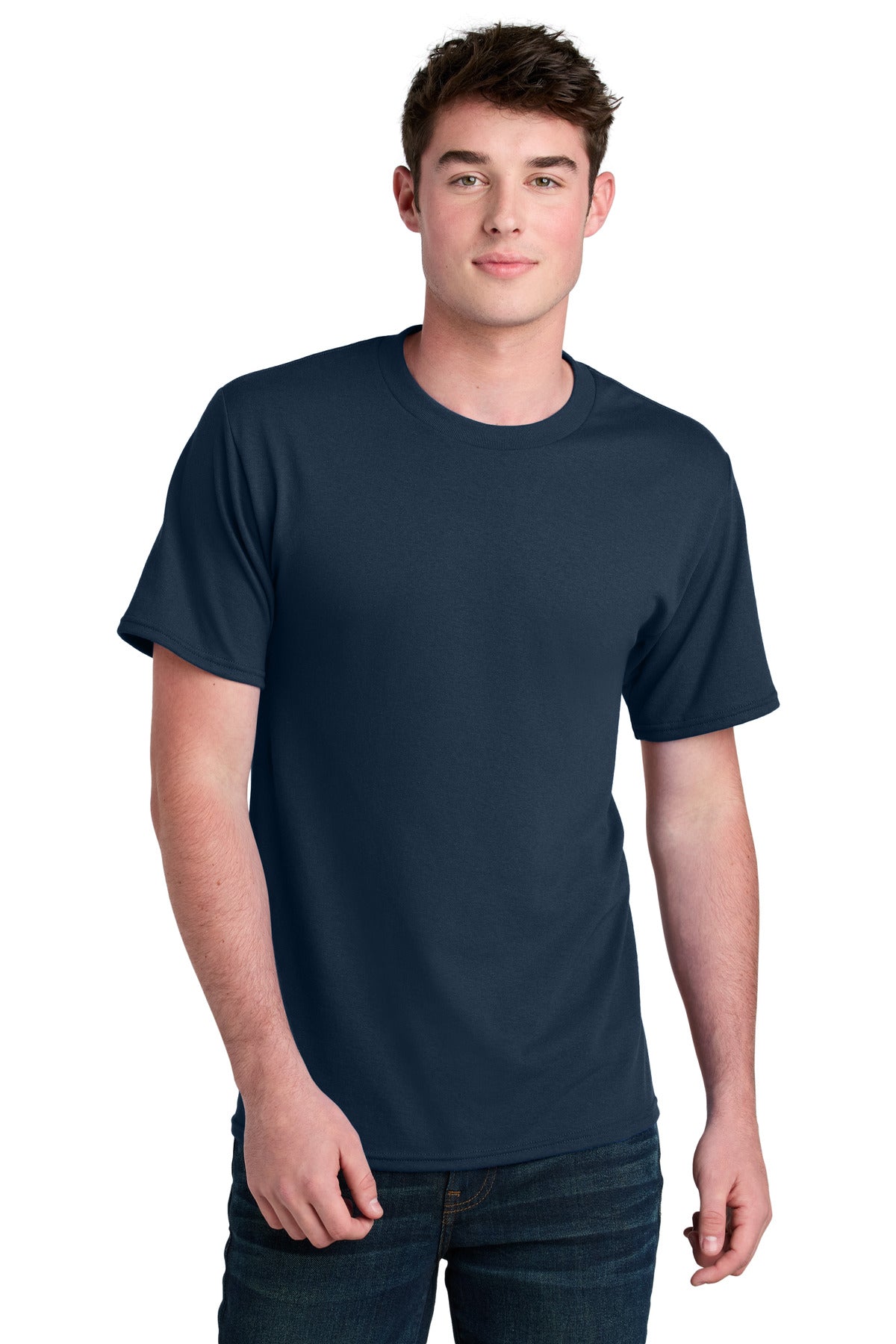 Custom Embroidered Port & Co T-Shirts  in Navy
