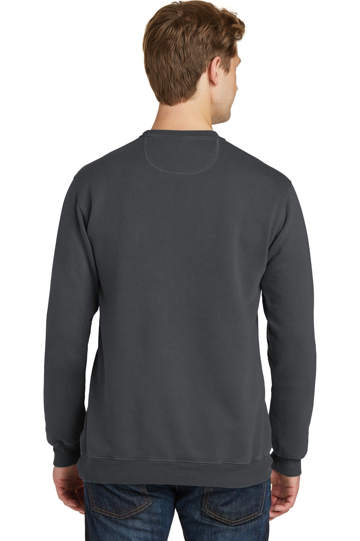 Custom Embroidered Port & Company Beach Wash Garment-Dyed Crewneck Sweatshirt PC098,Coal